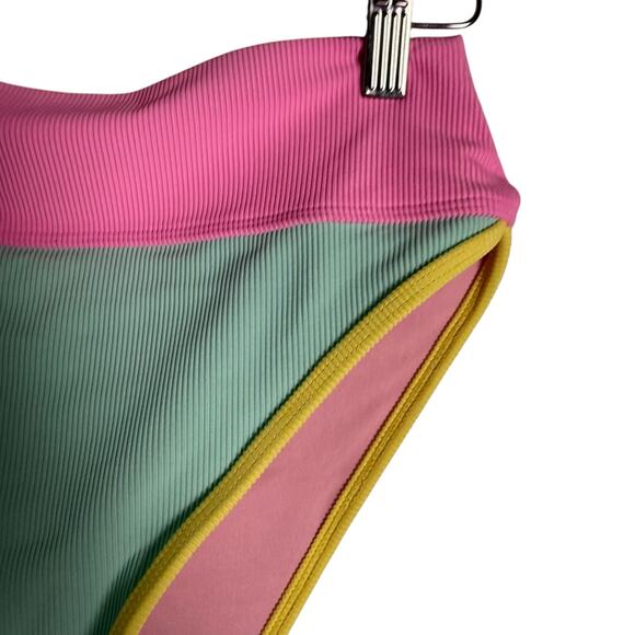 Beach Riot Emmy Pastel Macaron Colorblock High Waisted Bikini Bikini Bottoms L - Picture 6 of 10